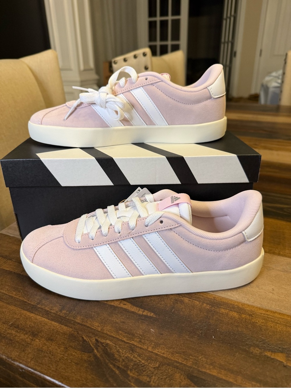 adidas Women’s Light Pink and White Low-Top Sneakers